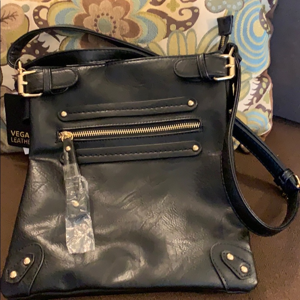 NWT Black Vegan Leather Croosbody